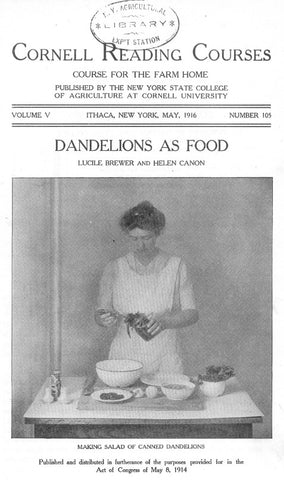 Forage (1916) Dandelions as Food