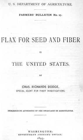 Fiber (1895) Flax for Seed and Fiber