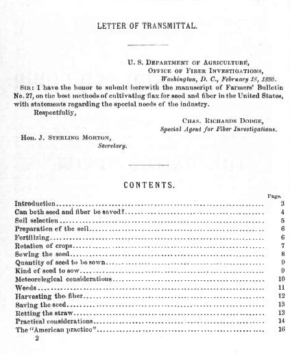 Fiber (1895) Flax for Seed and Fiber