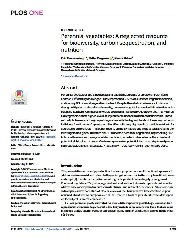 Skills: (2020) Perennial vegetables: A neglected resource for biodiversity, carbon sequestration, and nutrition