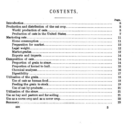 Oats (1910) Distribution & Uses
