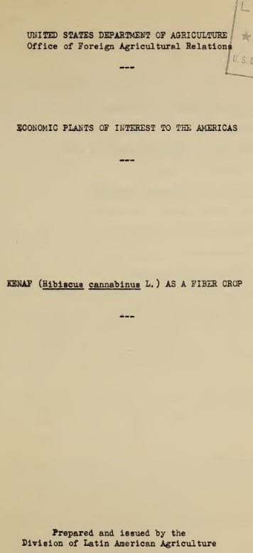 Fiber (1943) Kenaf as a Fiber Crop