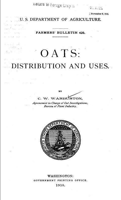 Oats (1910) Distribution & Uses