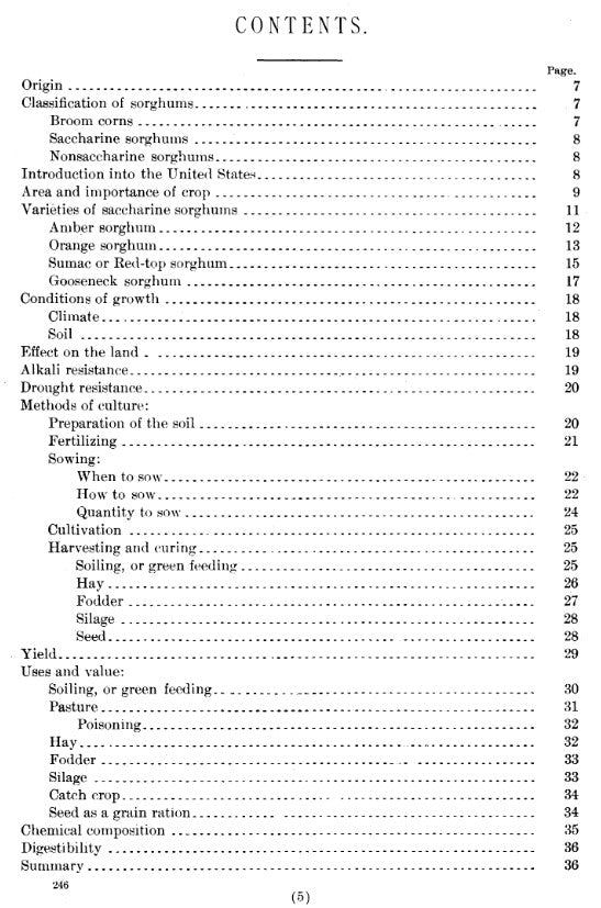 Sorghum (1906) Saccharine Sorghums for Forage