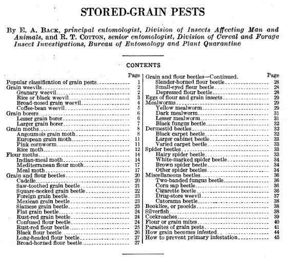 Grains (1940) Stored-Grain Pests