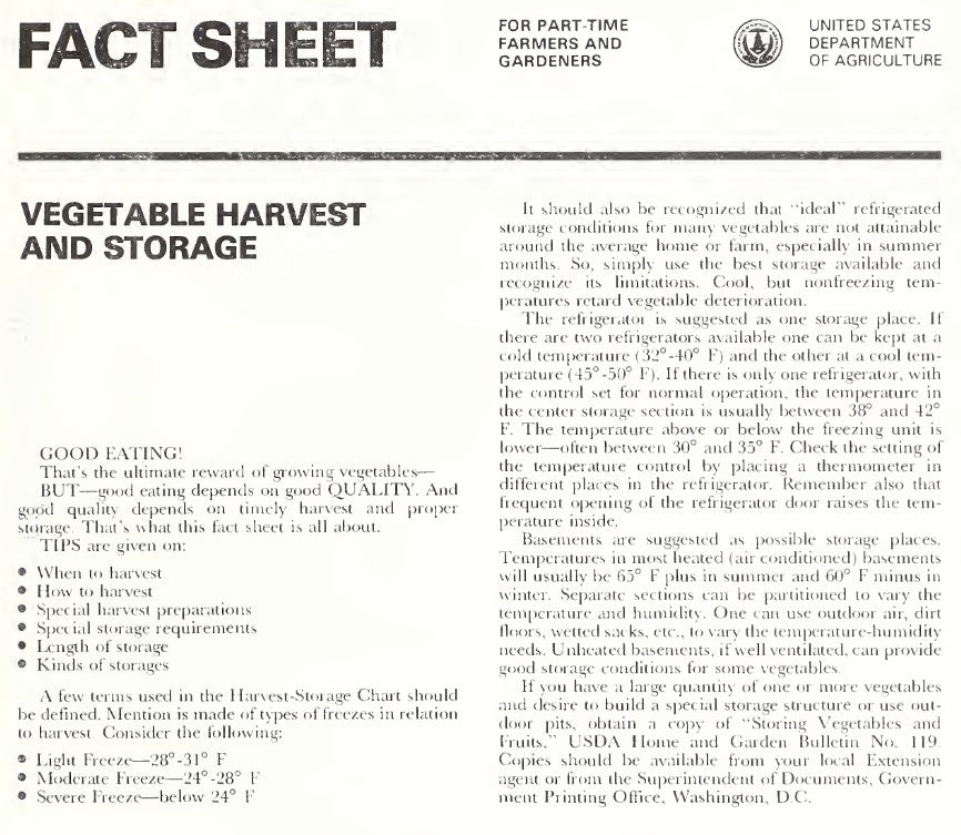 Skills: (1977) Vegetable Harvest and Storage