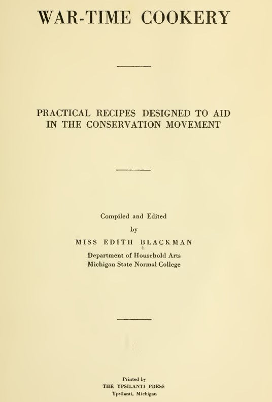 Recipes (1918) War-time Cookery
