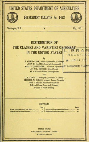Wheat (1929) Distribution of the Classes and Varieties of Wheat in the United States