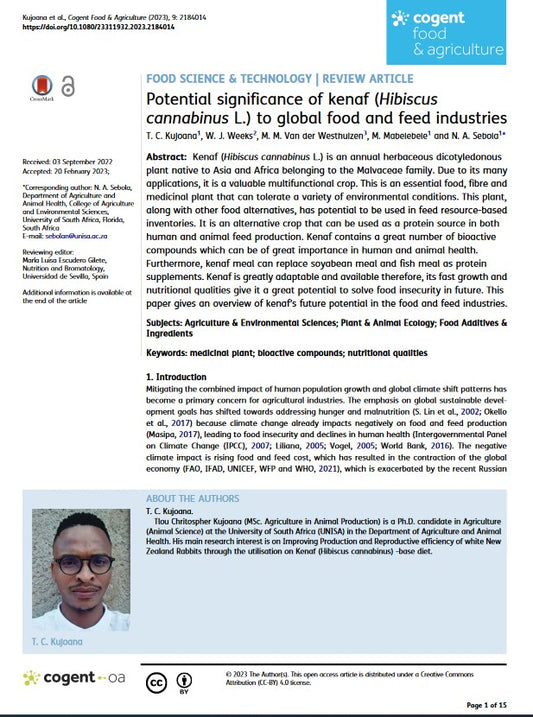 Fiber (2023) Potential Significance of Kenaf (Hibiscus cannabinus L.) to Global Food and Feed Industries