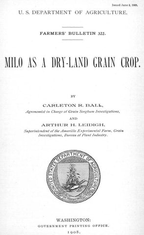 Sorghum (1908) Milo as a Dry-land Grain Crop