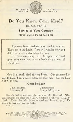 Recipes (1917) Do You Know Corn Meal?
