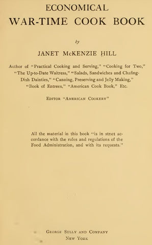 Recipes (1918) Economical War-time Cook Book