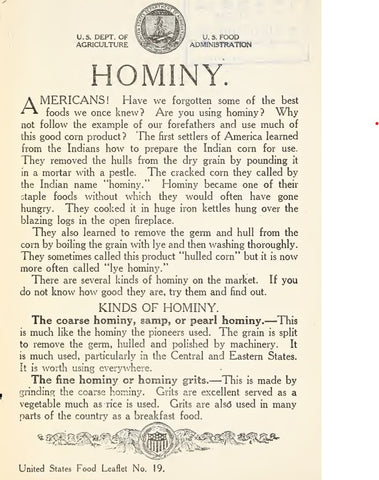 Recipes (1918) Hominy