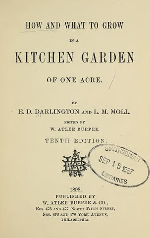 Skills (1898) How and What to Grow in a Kitchen Garden of One Acre