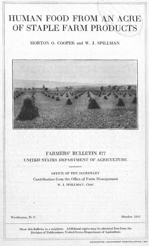 Skills (1917) Human Food from an Acre of Staple Farm Products