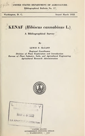 Fiber (1952) Kenaf (H. c. L.) A Bibliographical Survey