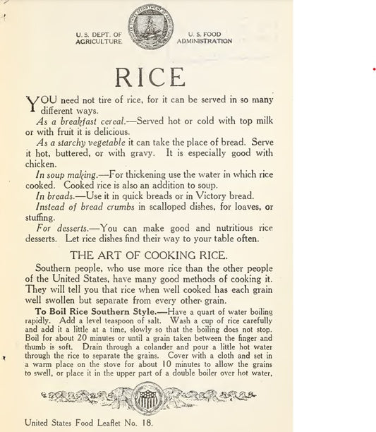 Recipes (1918) Rice