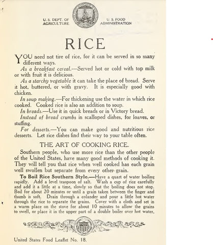 Recipes (1918) Rice