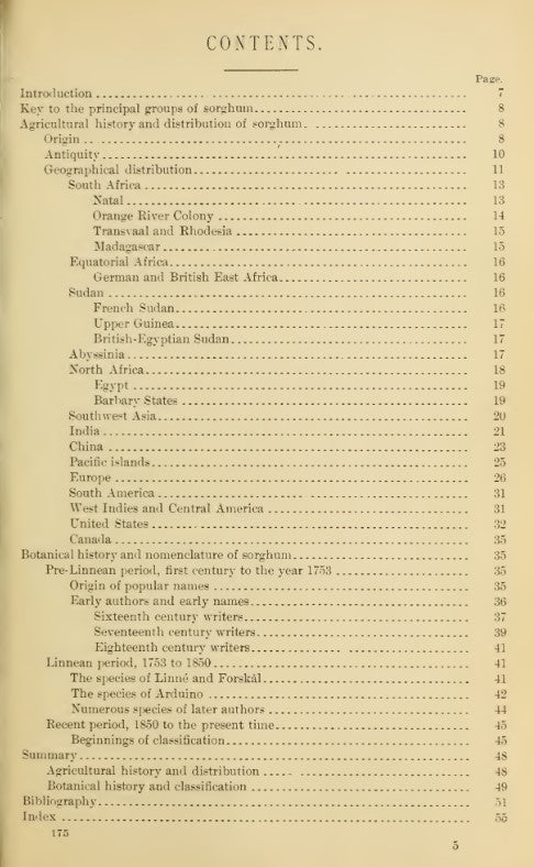 Sorghum (1910) History and Distribution of Sorghum
