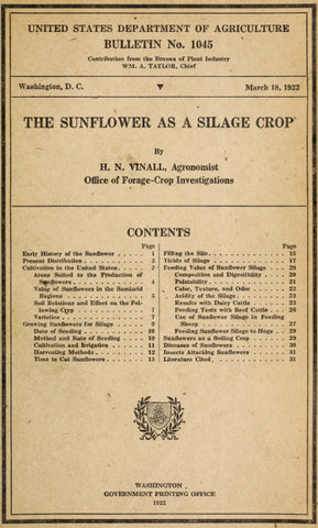 Oilseed (1922) The Sunflower as a Silage Crop
