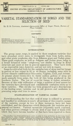 Sorghum (1929) Varietal Standardization of Sorgo and the Selection of Seed