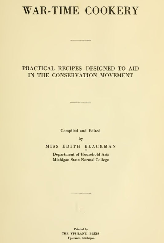 Recipes (1918) War-time Cookery