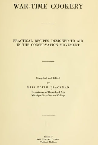 Recipes (1918) War-time Cookery
