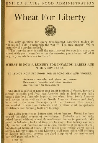 Recipes (1918) Wheat for Liberty
