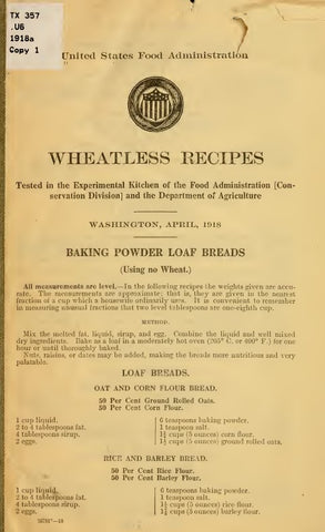 Recipes (1918) Wheatless Recipes